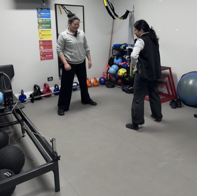 Exercise physiologist Elka Cruz and physiotherapist Selina Rebello in the Focus Physio and Co gym
