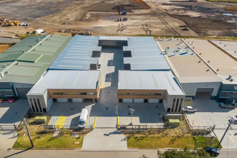 Aerial view of tilt-up industrial units in Penrith