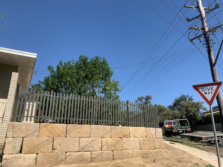 Sandstone wall built by Laser Landscapes in Richmond
