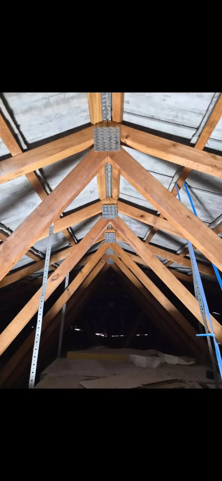 New timber roof trusses installed during remedial work in Glenmore Park