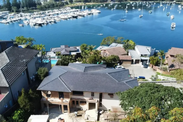Grey tile reroof on a harbourside home in Seaforth