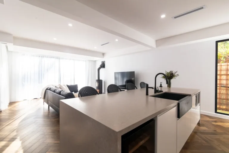 Open plan kitchen and living area in a Glenbrook renovation