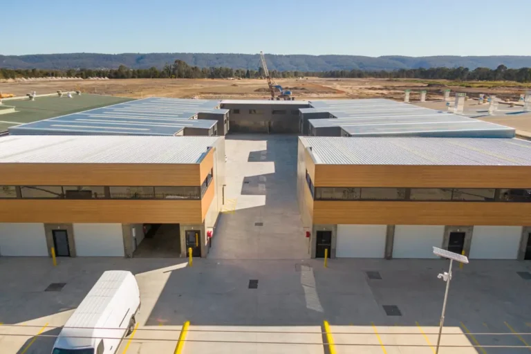 Row of tilt-up warehouse units in Penrith